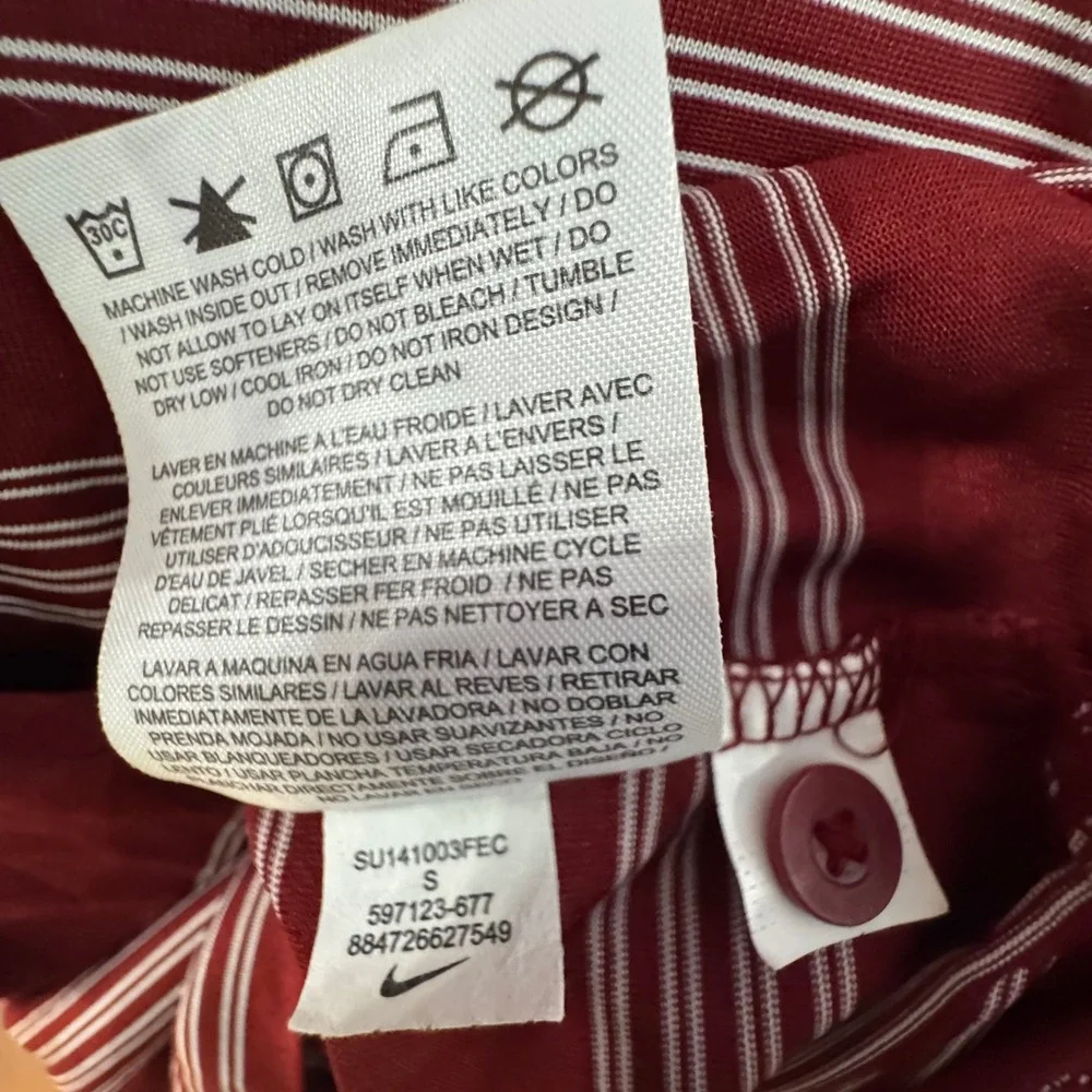 Nike Dri‎ Fit NFL Washington Redskins On-Field Polo Shirt Men's Size S Burgundy